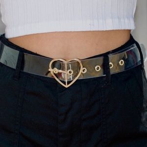 New Transparent Gold Heart Buckle Belt
